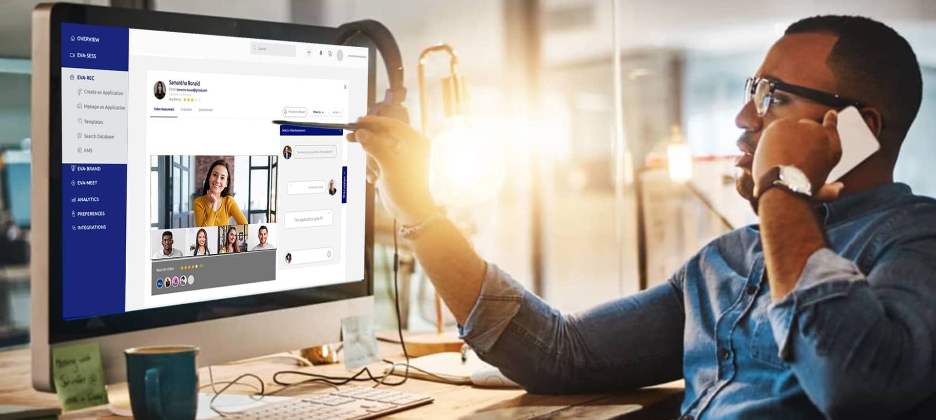 A male recruiter using a recruitment software