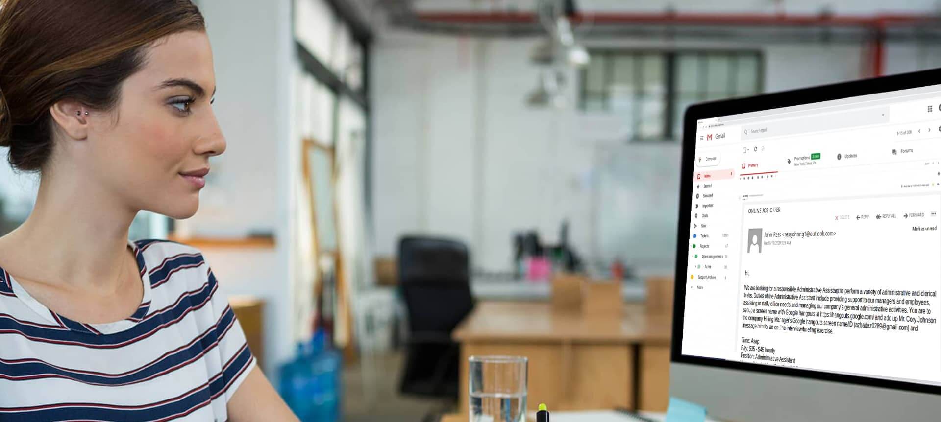 A picture of a recruiter working on Gmail