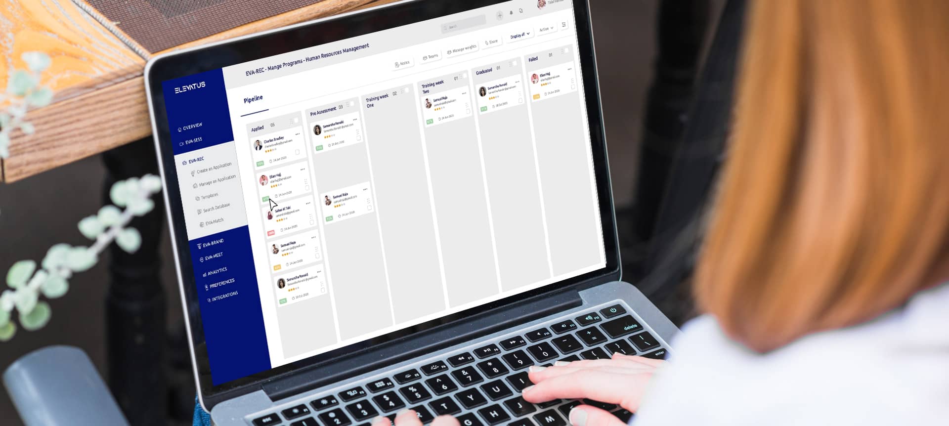 A recruiter using a hiring platform