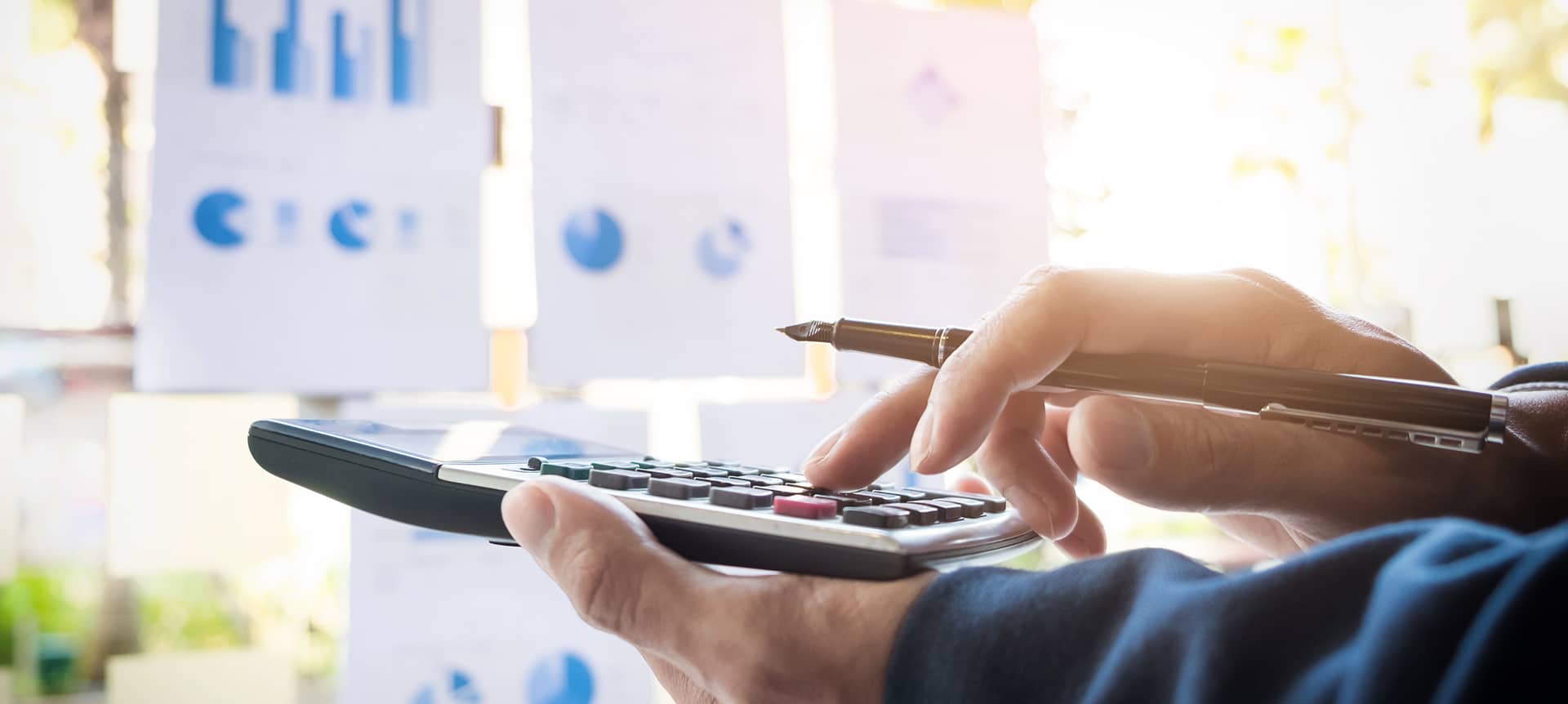 An employee making calculations