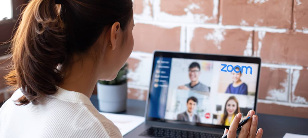 Recruiter using video interviewing software to interview candidates