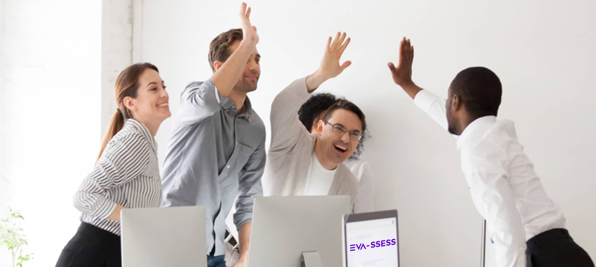 recruiters celebrating a victory while recruiting online