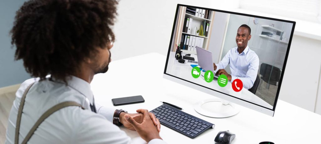 A picture showing a candidate communicating to a recruiter via video assessment