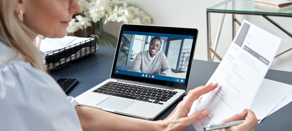 A recruiter employs a recruiting tool while recruiting online 