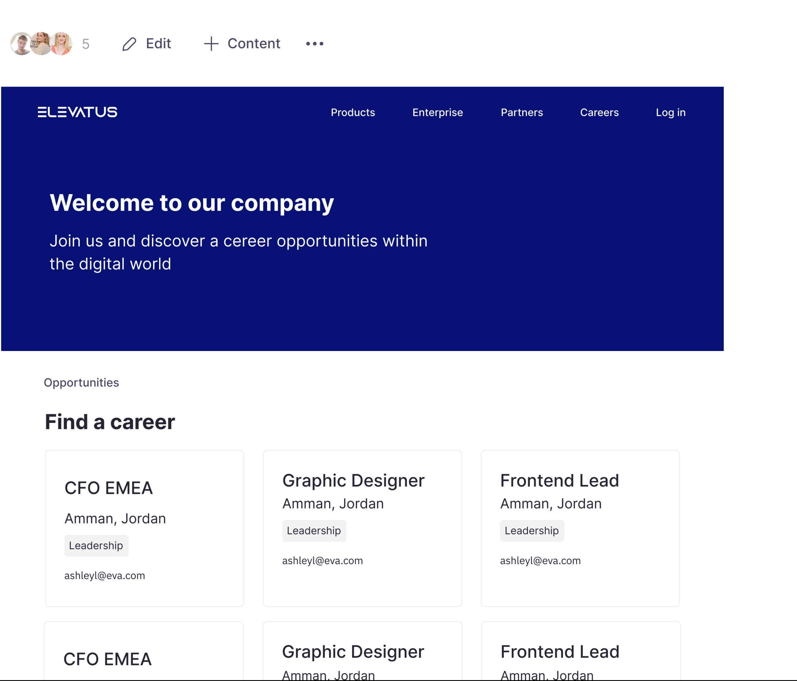 career page