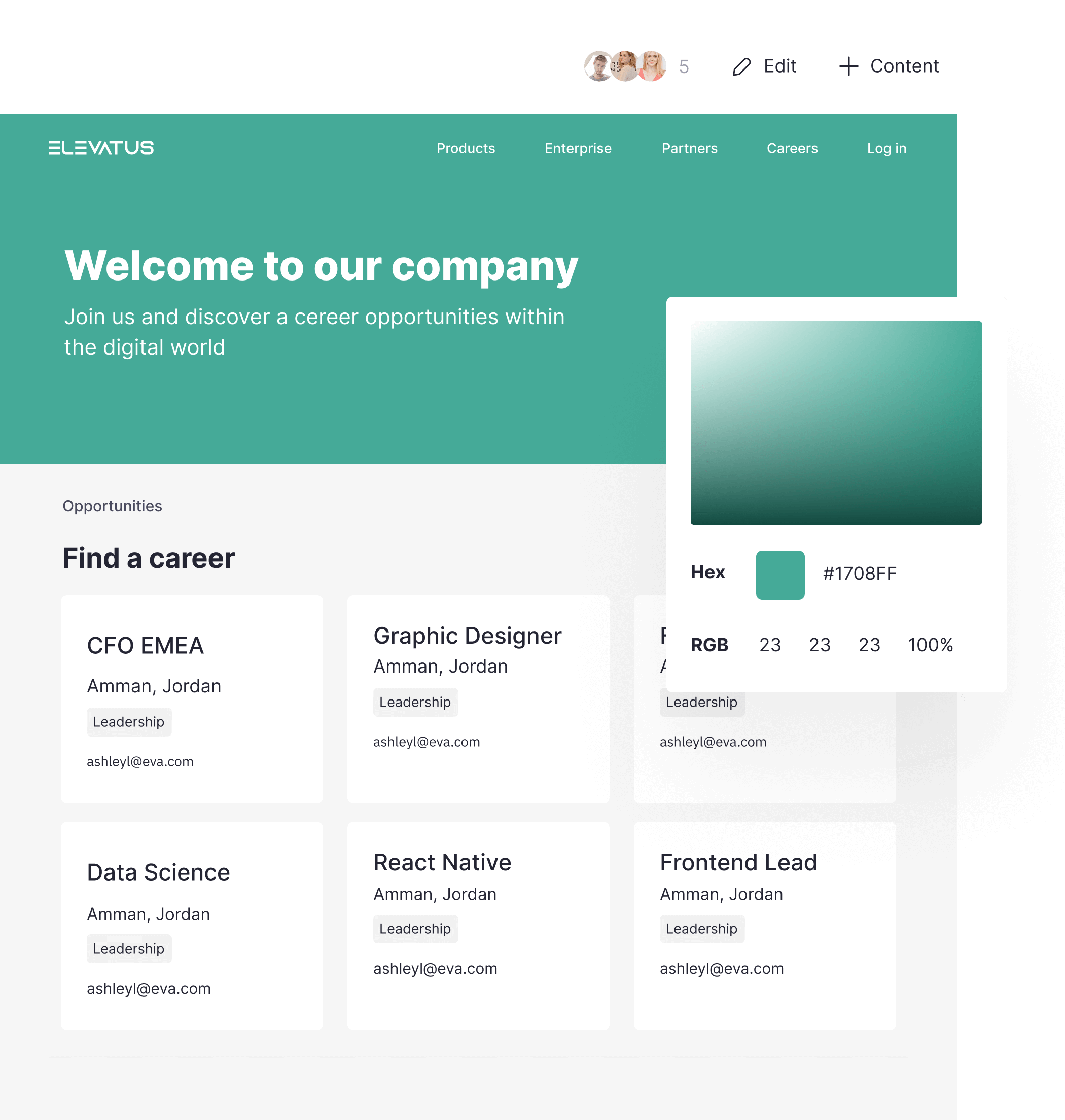 Elevatus Branded Career Page Interface