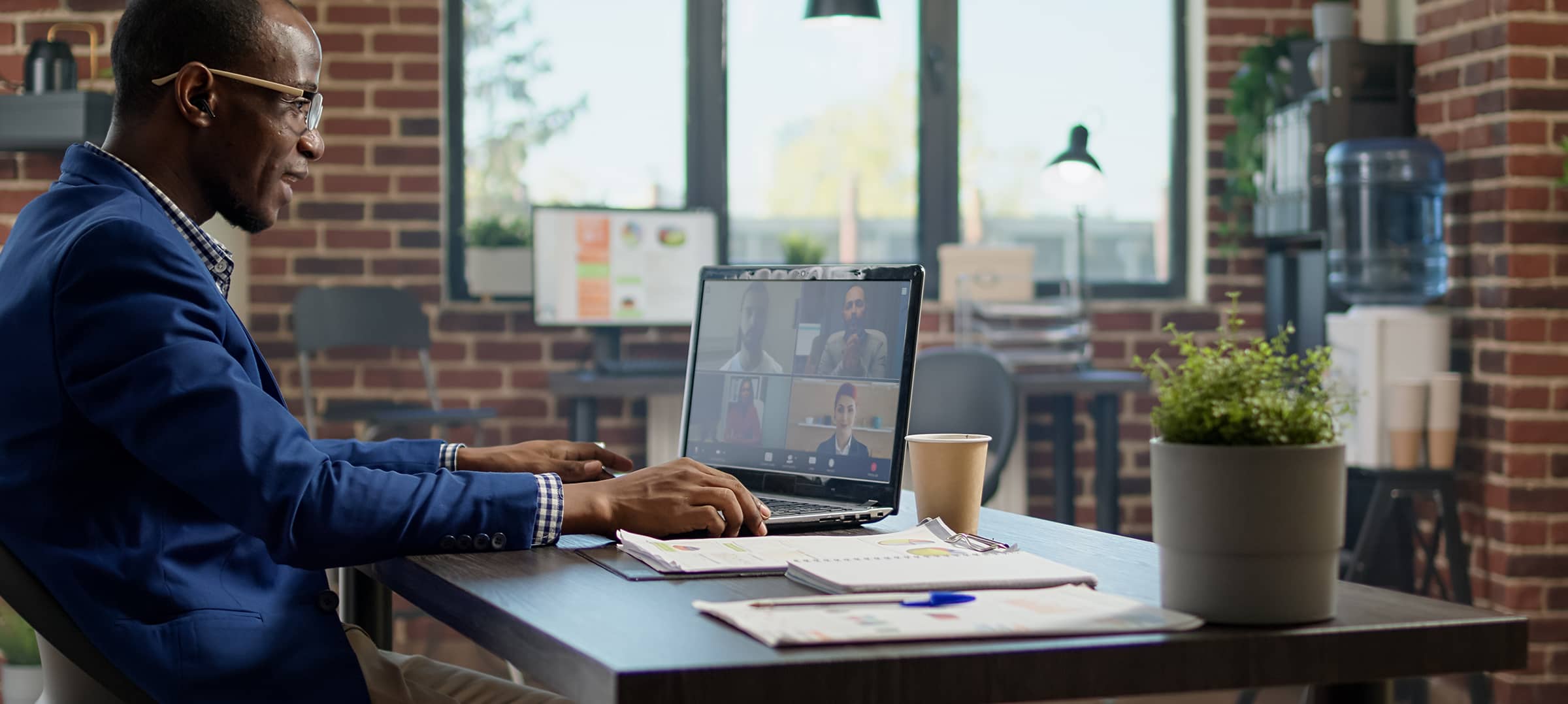 An employee using the AI-based video tool