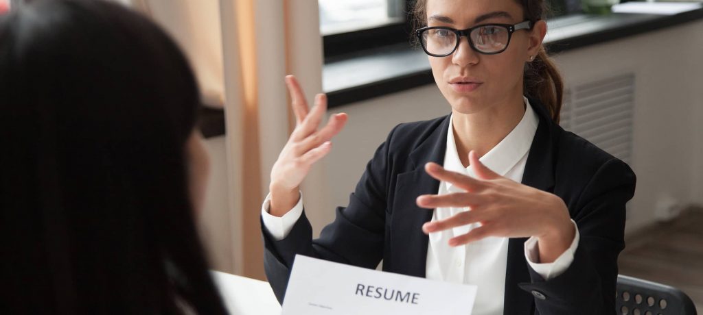 A candidate answering HR interview questions 