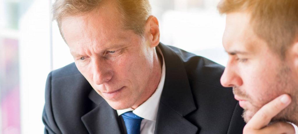 Two leaders working on strategic strategies 