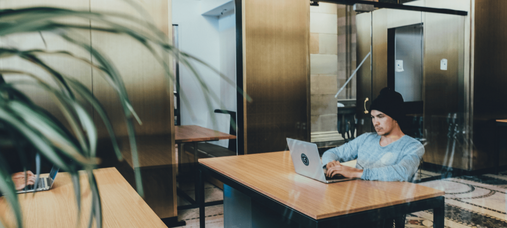 man working on laptop