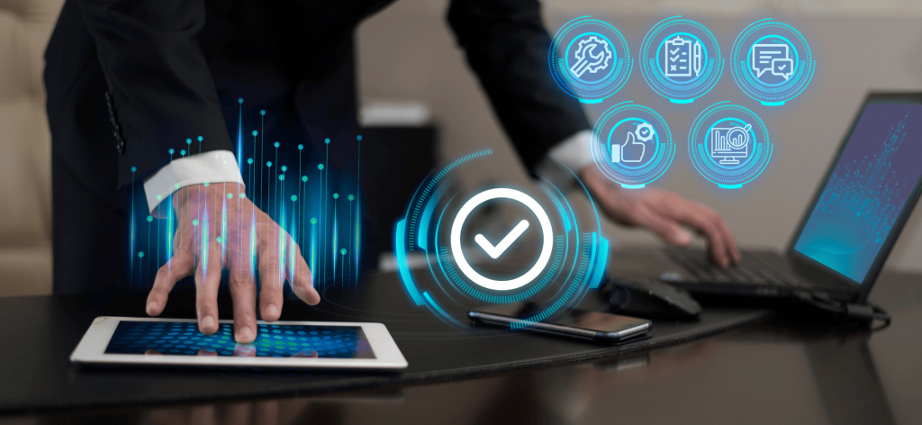 An image of a man dealing with the technical aspects of an applicant tracking system