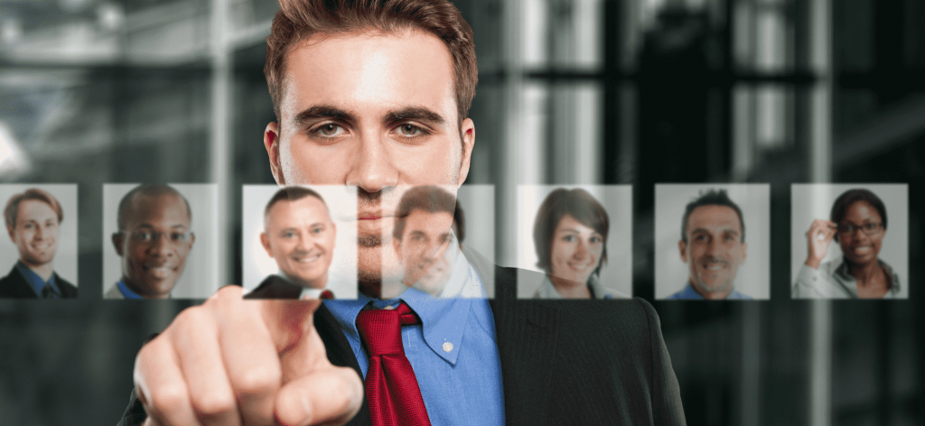 An image of a man promoting remote recruiting 