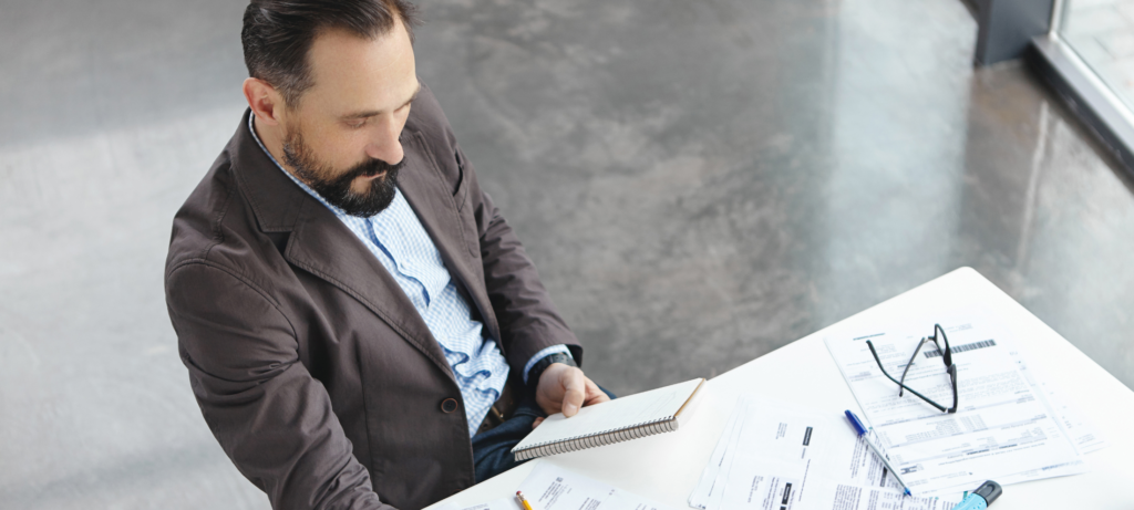 A Financial manager proceeding with his work 