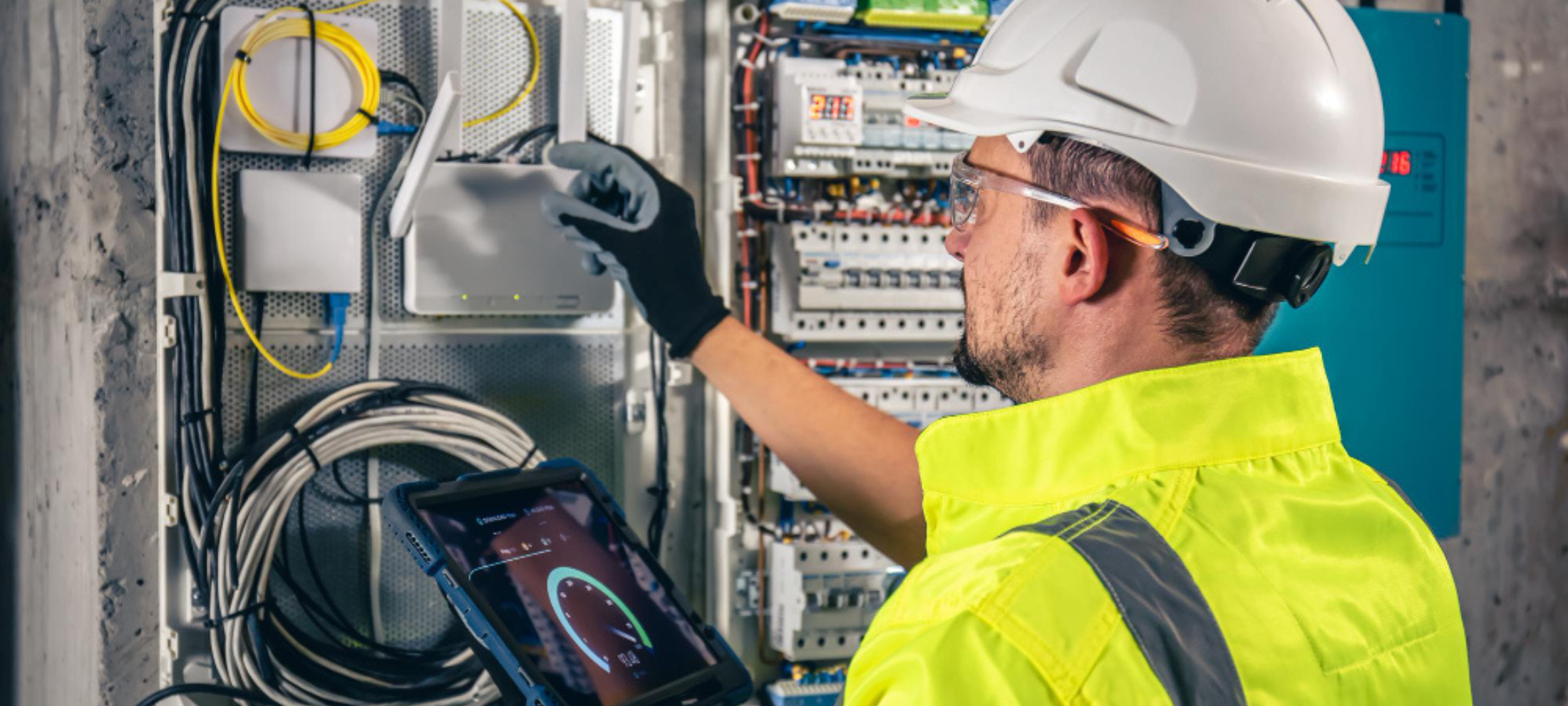 مهندس الكهرباء يقوم بعمله