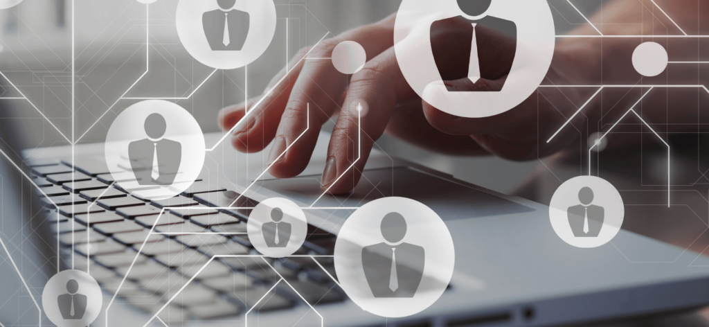 A sleek interface highlighting the capabilities of cloud HR software for recruitment, payroll, and performance tracking.