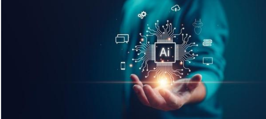 رجل يحمل رمز الذكاء الاصطناعي لمواجهة تحديات التوظيف