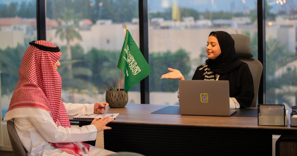 An image of a woman in HR having a debate with an employee