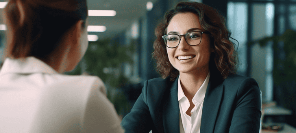 A recruiter interviewing a receptionist 