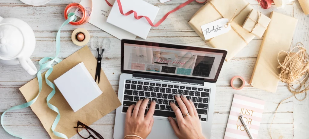 a girl checking the affect of a website builder on his online store