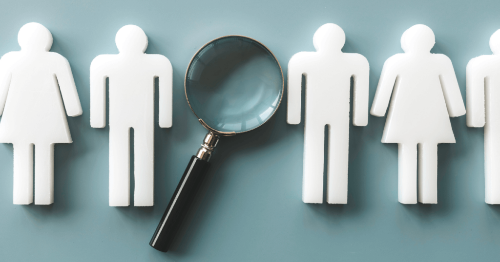 An image of a diverse hiring team collaborating on recruitment sourcing.