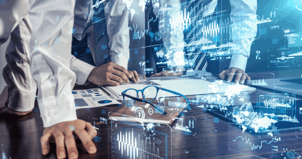 An image of a performance review session discussing 360 degree feedback advantages and disadvantages