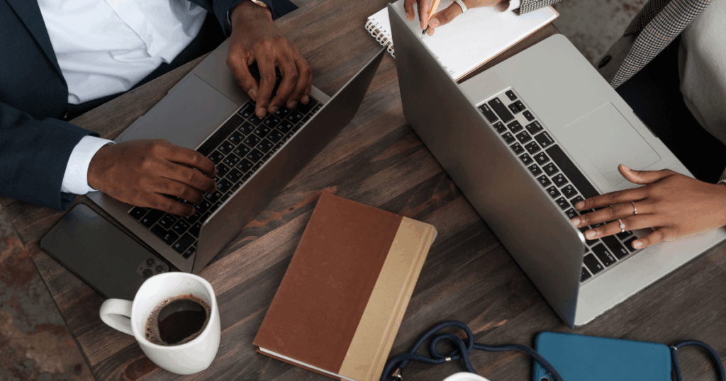 A candidate completing talent management assessment tests on a computer.