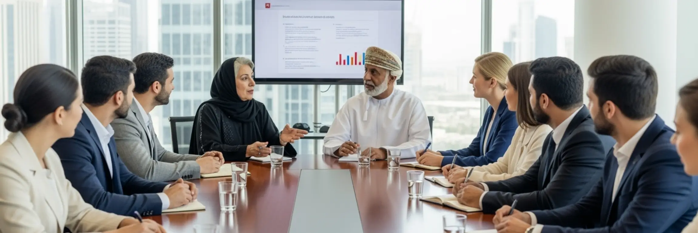 HR professional discussing business recruitment strategies.