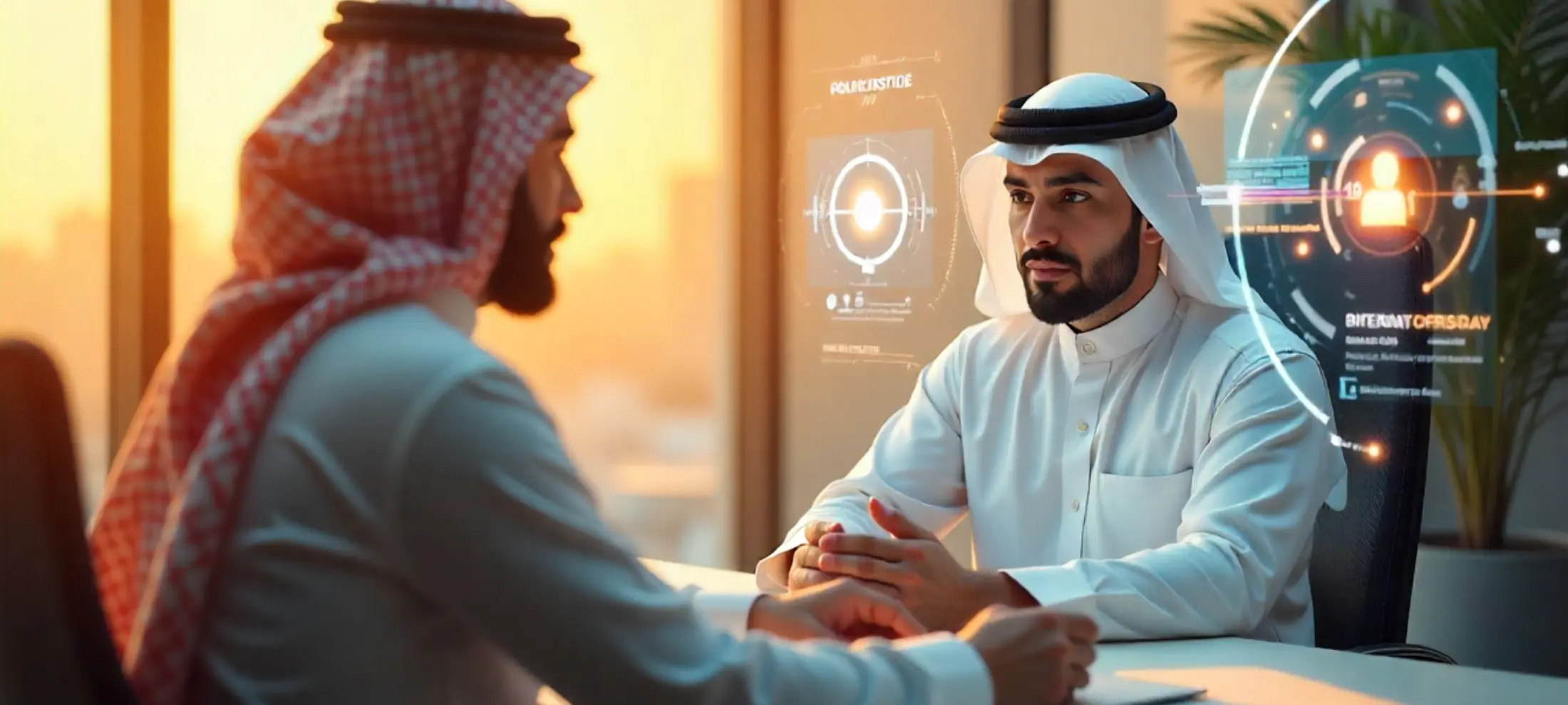 موظف ومرشح يجريان المقابلة الوظيفية بالذكاء الاصطناعي.