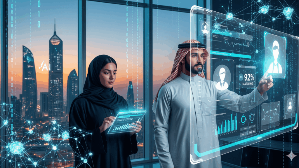 An image of a recruiter explaining psychometric assessments on a large screen