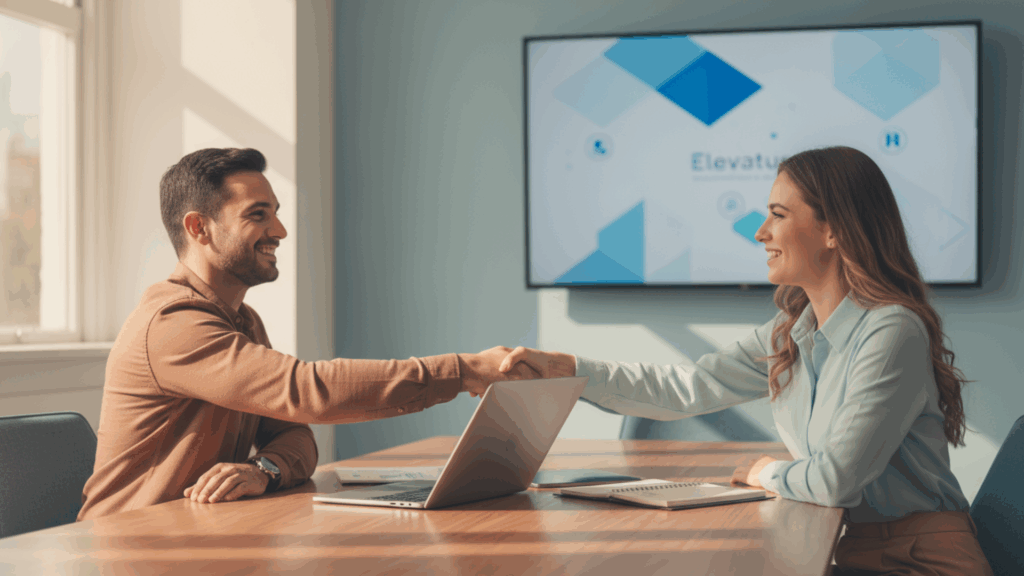 The Only Performance Improvement Plan (PIP) Letter Template You’ll Ever Need — Copy, Paste & Handle PIPs Professionally | Elevatus HR professional explaining performance improvement plan letter details to employee in meeting.