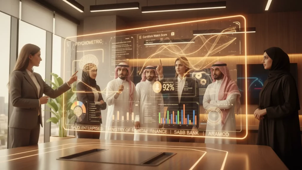 An image of a digital dashboard displaying candidate personality insights from a psychological assessment tool