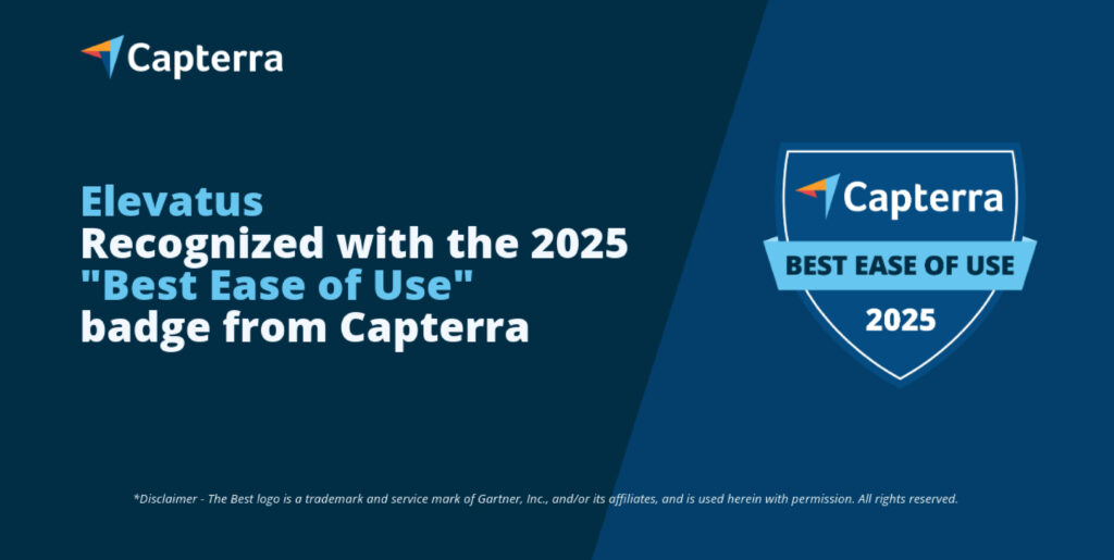 An image of Elevatus recognized with the 2025 Best Ease of Use badge from Capterra.