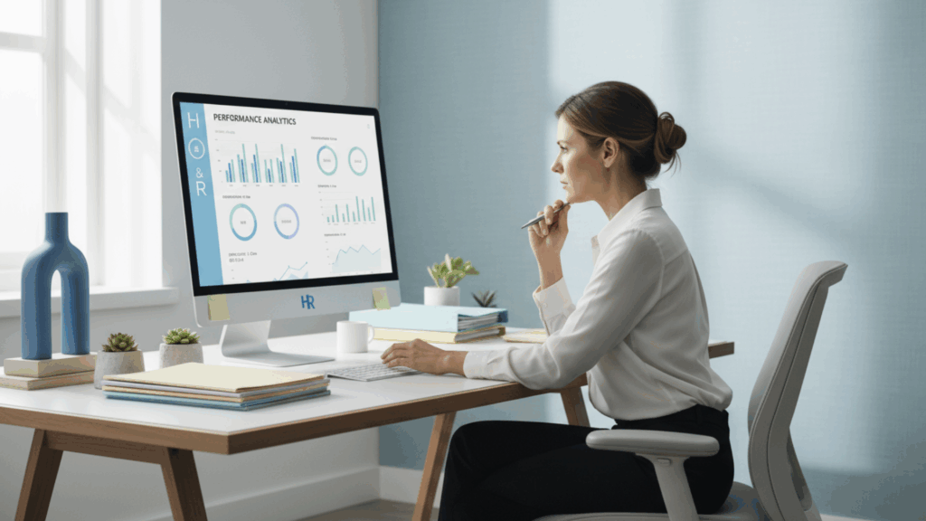 The Only Performance Improvement Plan (PIP) Letter Template You’ll Ever Need — Copy, Paste & Handle PIPs Professionally | Elevatus HR specialist typing a professional performance improvement plan letter on laptop.