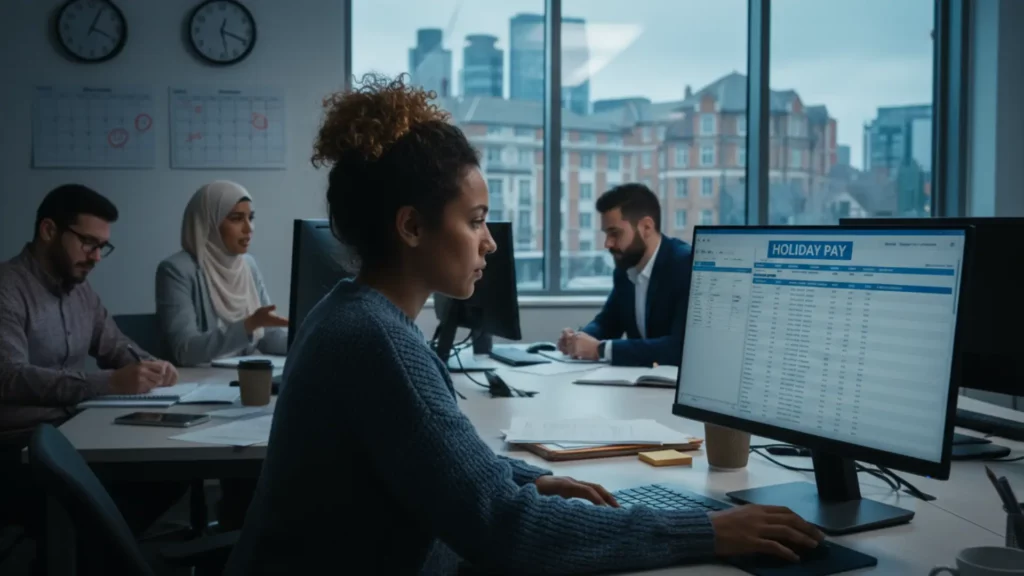 An image of a professional woman marking national holidays 2025 on her computer schedule