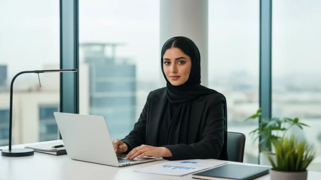 Where to Spend Your 2026 HR Budget for Measurable Results | Elevatus Saudi HR manager reviewing HR budget reports on a digital dashboard